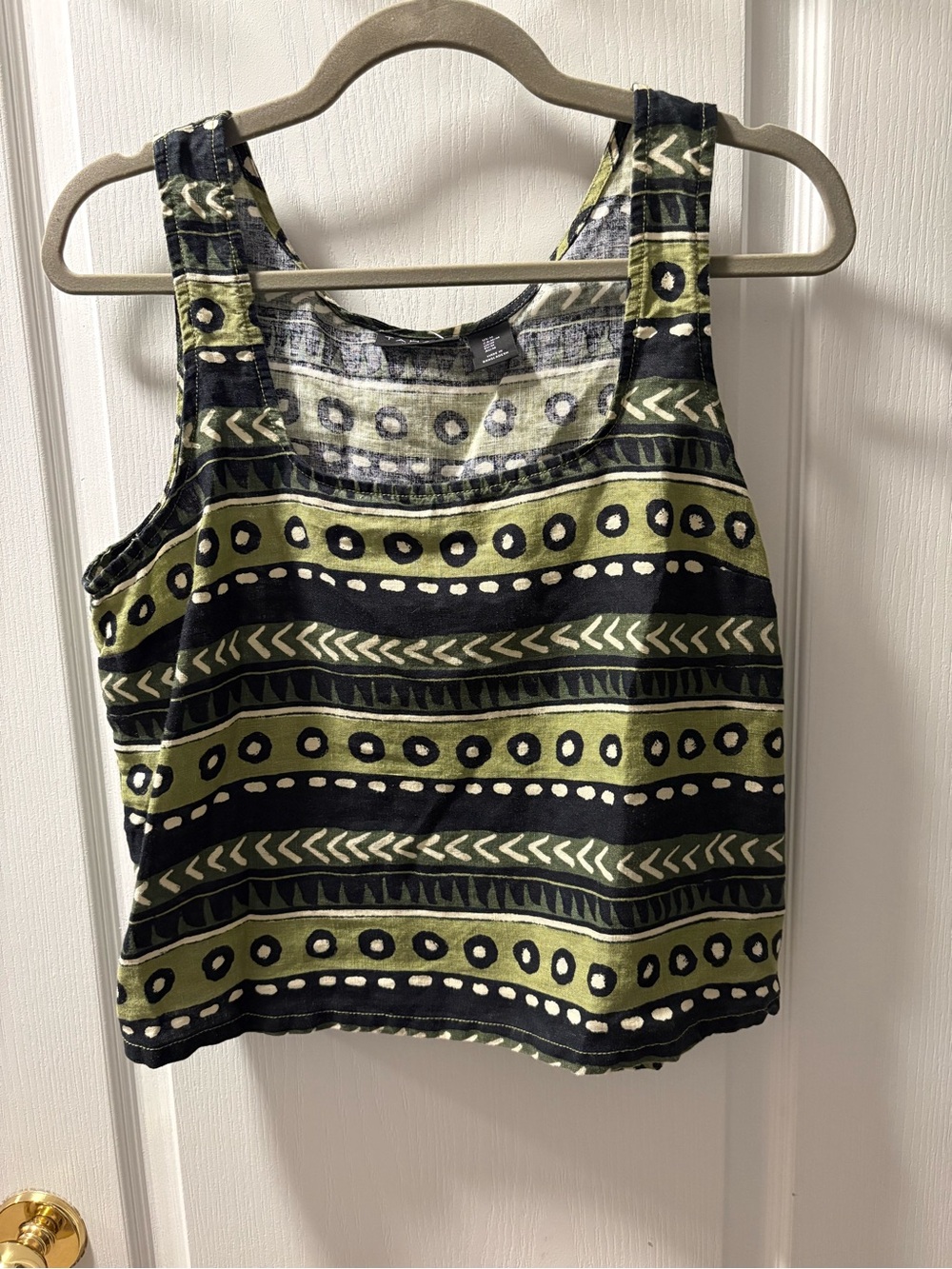 Tahari Olive and Black Patterned Tank Top